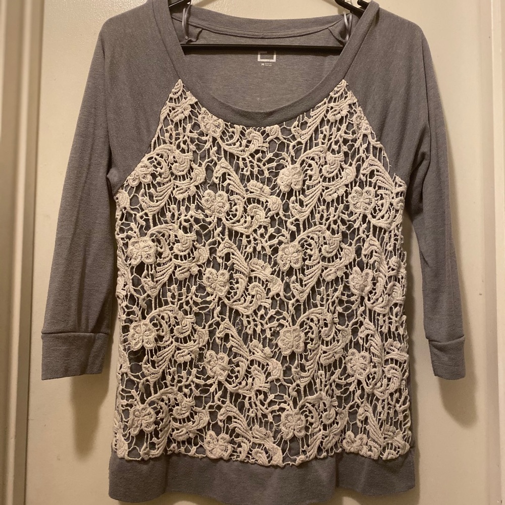 Gray lace sweater